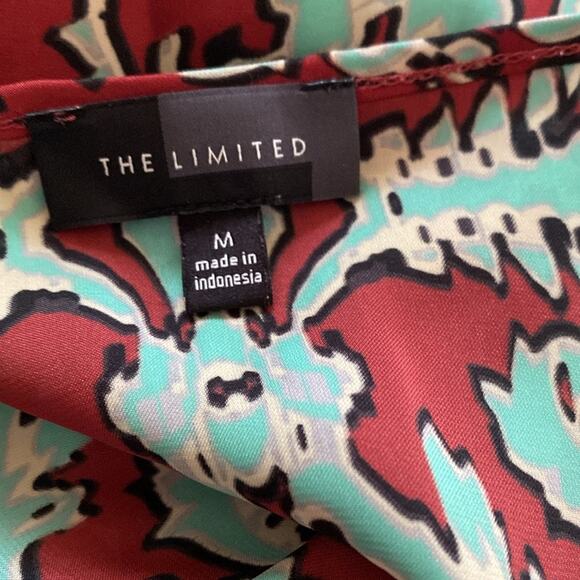 The Limited wine red and turquoise Paisley print slinky camisole tank tunic top - Picture 3 of 7